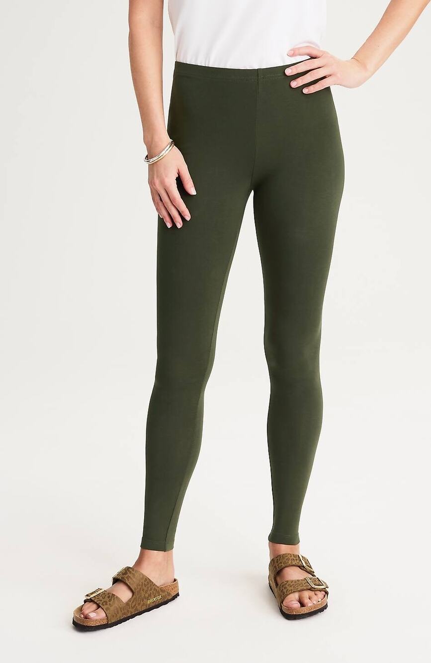 J Jill Pima Cotton Ankle Leggings Deep Olive Fall Winter Pants Neutral S New NWT